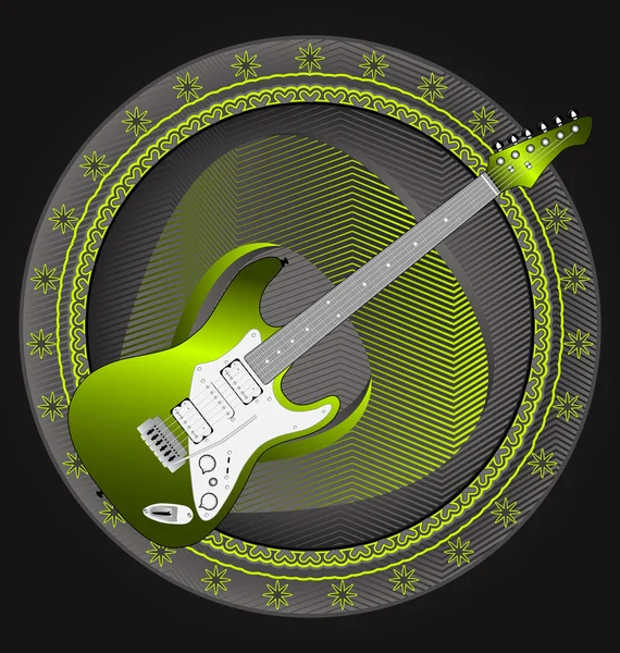 Musique dynamique moderne conçu emblème vectoriel. Guitare . — Image vectorielle