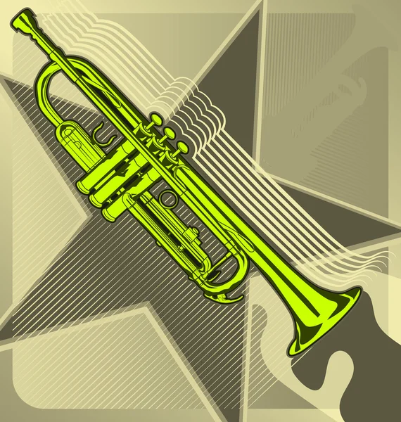 Moderne abstrakte musikalische Gestaltung Hintergrund. Trompete. — Stockvektor