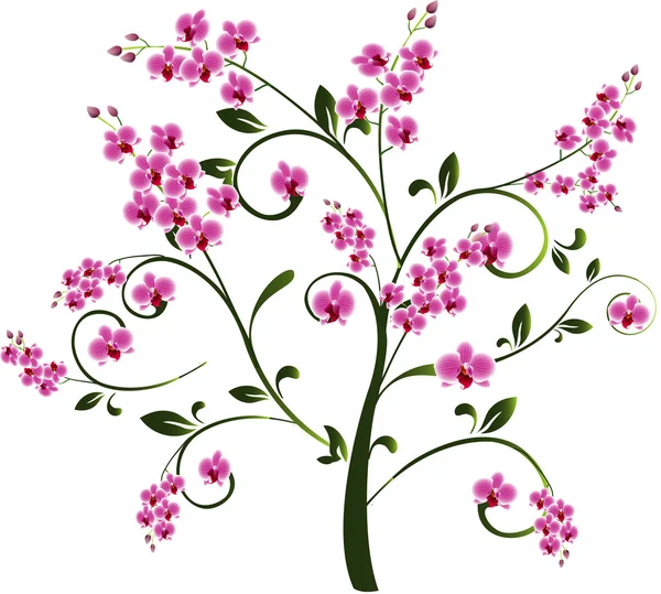 Lente en de zomer boom met bloemen — Stockvector