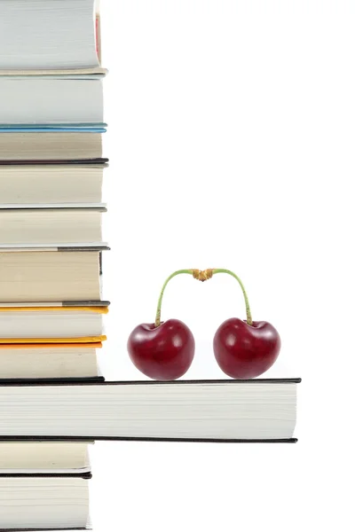 Books and cherries — Stock Photo, Image