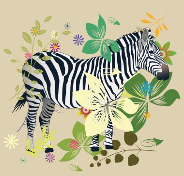 Zebra in the foresta clipart