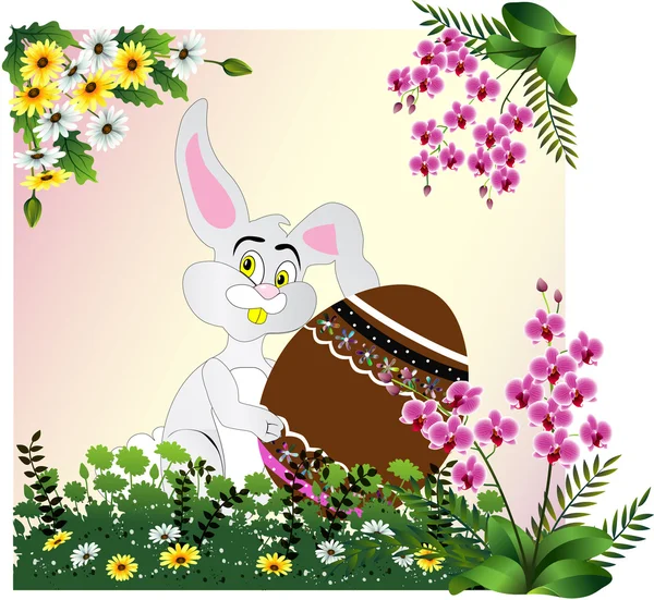 复活节彩蛋和兔子 — 图库照片