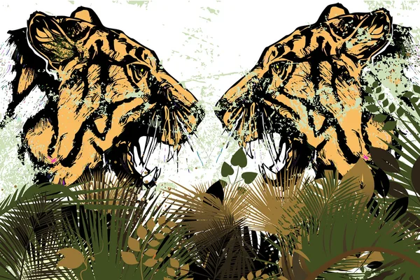 Тигры в лесу — стоковое фото