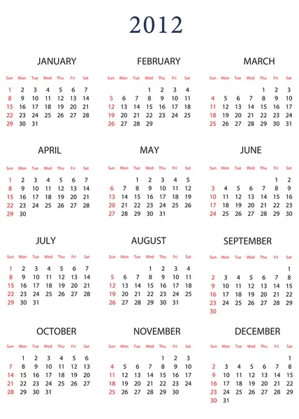 Šablona pro kalendář 2012 — Stock fotografie
