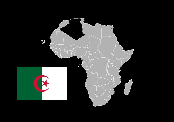 Kaart en vlag van Algerije — Stockfoto