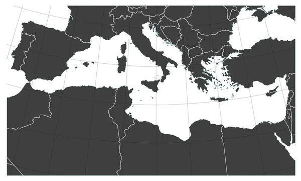 Mapa del mar Mediterráneo —  Fotos de Stock