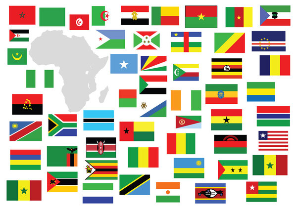 African Continent with country flag. Africa and country flag illustration