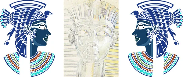 Тутанкамон и Нефертити — стоковое фото