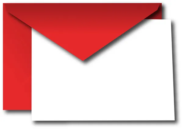 Envelope vermelho com cartão em branco — Fotografia de Stock