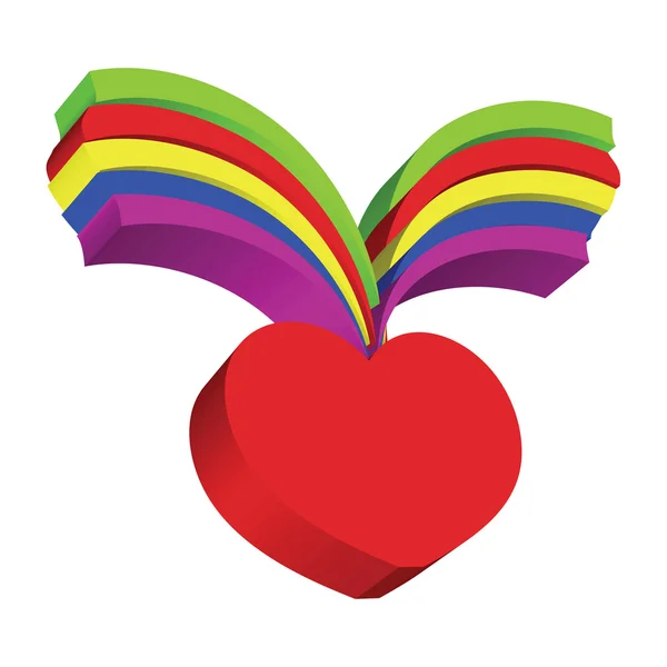 Rødt hjerte og regnbue – stockfoto
