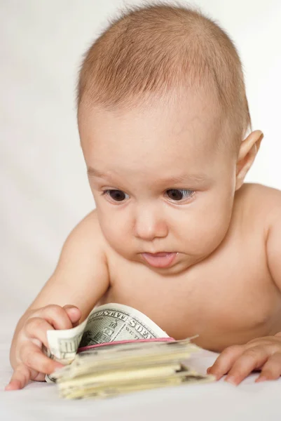 Dziecko i pieniądze — Zdjęcie stockowe