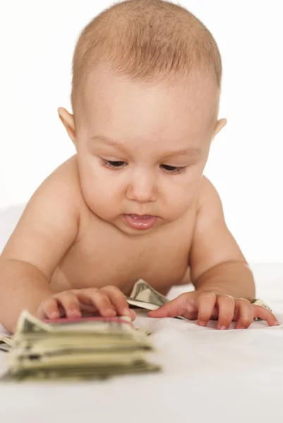 Dítě a peníze — Stock fotografie