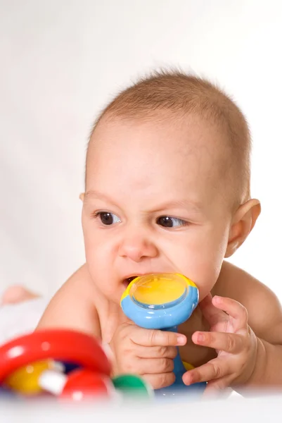 Fin baby med leksaker — Stockfoto