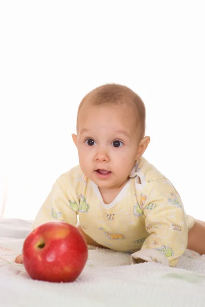 Dziecko i jabłkiem — Zdjęcie stockowe