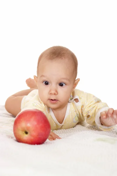 Bambino e una mela — Foto Stock