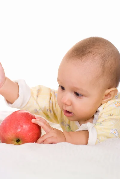 Μωρό και ένα μήλο — Φωτογραφία Αρχείου