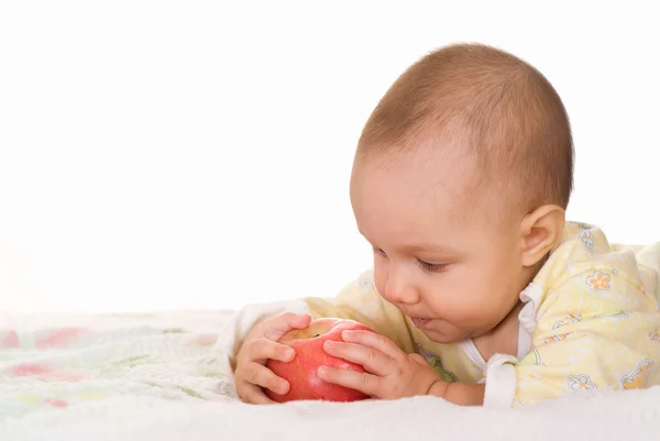 Bébé et pomme — Photo