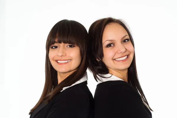 Meninas em um terno de negócios preto — Fotografia de Stock