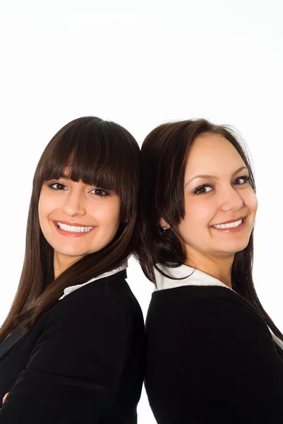 Meninas em um terno de negócios preto — Fotografia de Stock