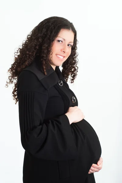 Beyaz üzerine hamile kadın — Stok fotoğraf