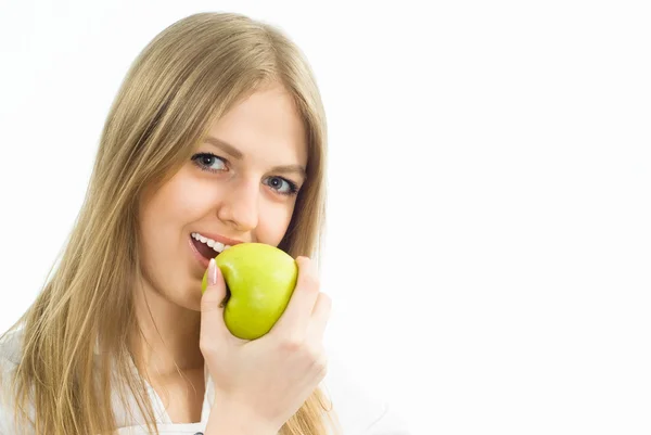 Miła dziewczyna z jabłkiem — Zdjęcie stockowe