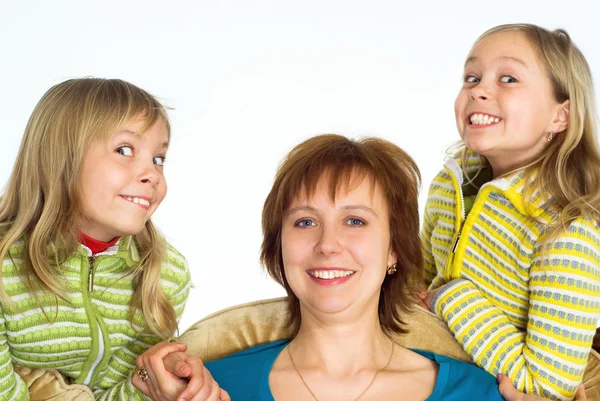 Счастливая мама с дочерьми — стоковое фото