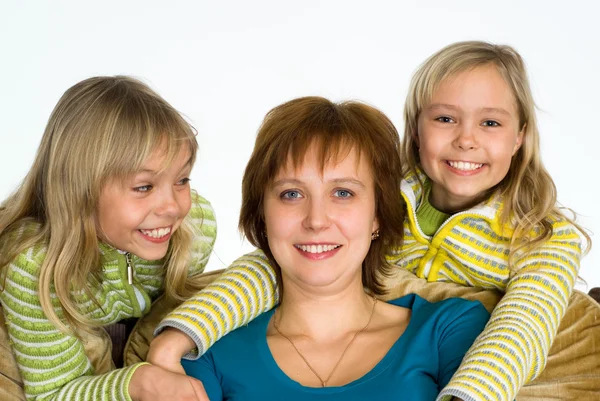 Szczęśliwa mama z córkami — Zdjęcie stockowe