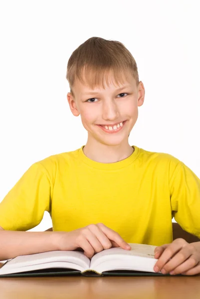 Dreng i en gul - Stock-foto