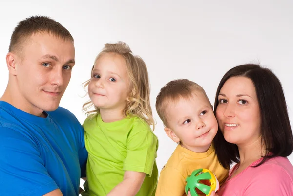 Portrait of happy family of four — Stock Photo, Image