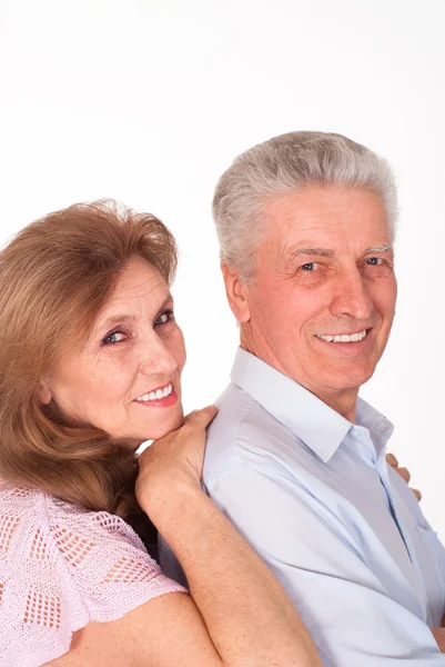 Äldre par på en vit — Stockfoto