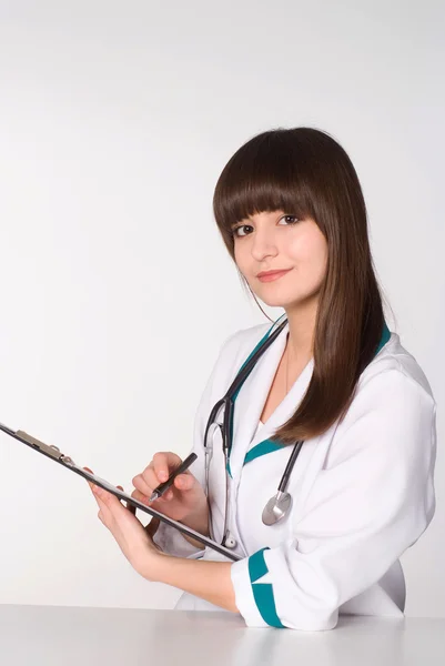 앉아 아름 다운 간호사 — 스톡 사진