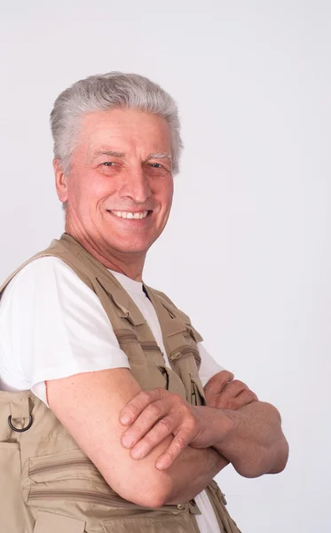 Old builder smiling — Stock Photo, Image