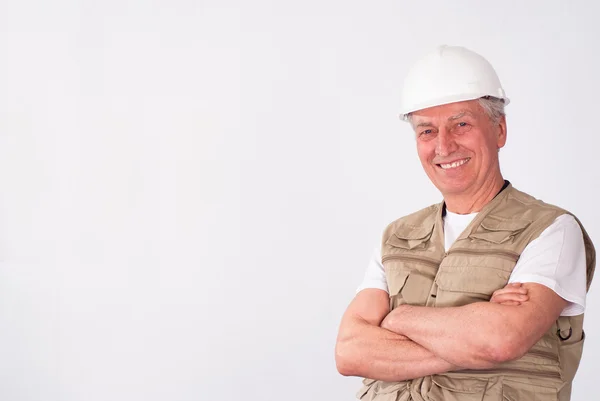 Constructeur senior en casque — Photo