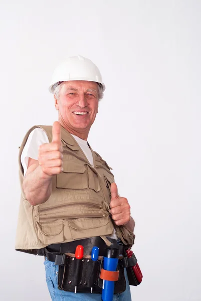 Senior builder in helmet — Stock Photo, Image