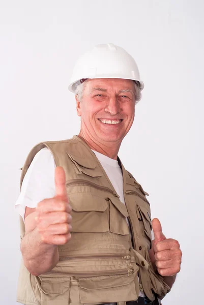 Constructor senior en casco —  Fotos de Stock