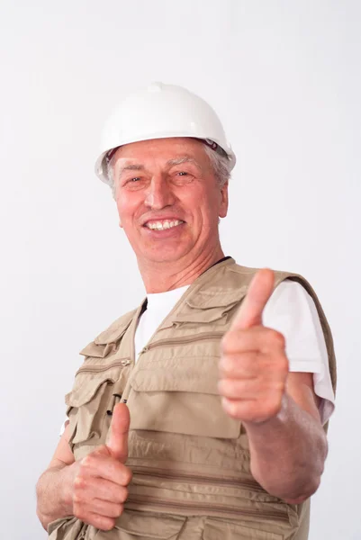Constructor senior en casco —  Fotos de Stock