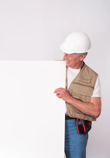 Constructor senior en casco — Foto de Stock