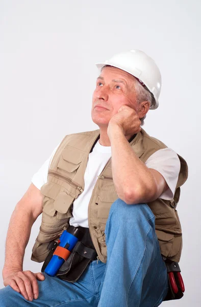 Senior bouwer berust — Stockfoto