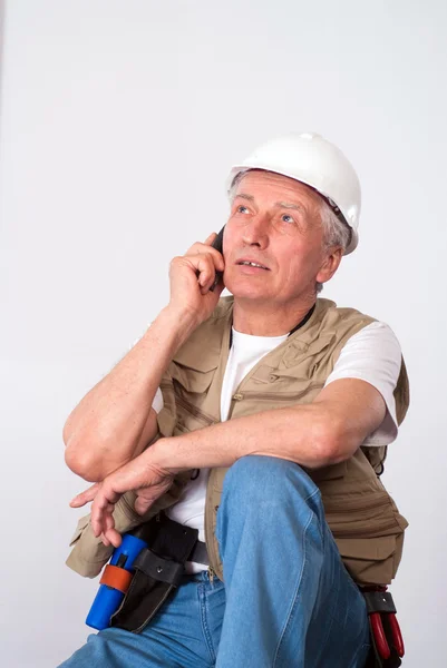 Senior bouwer berust — Stockfoto