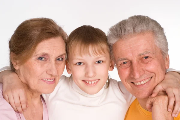 Grandson with his grandparents — Stock Photo, Image