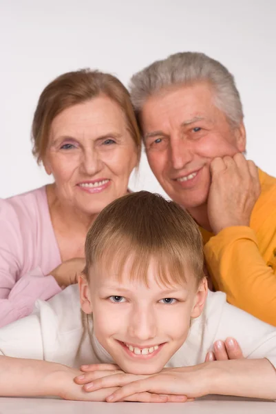Vnuk se svými prarodiči — Stock fotografie