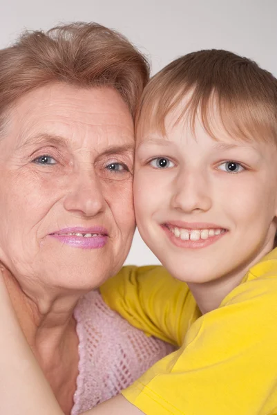 Beautiful grandmother and grandson — Stock Photo, Image