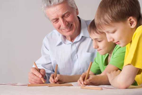 Granddad and grandsons — Stock Photo, Image