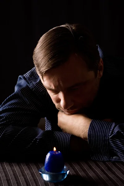 Guy with candle — Stock Photo, Image
