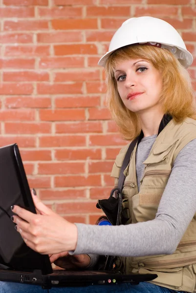 Nice worker with laptop — Stock Photo, Image