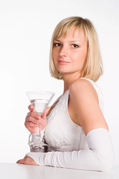 Pretty girl with glass — Stock Photo, Image