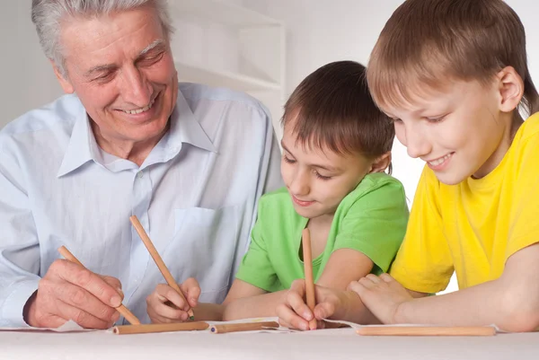 Granddad and grandsons — Stock Photo, Image