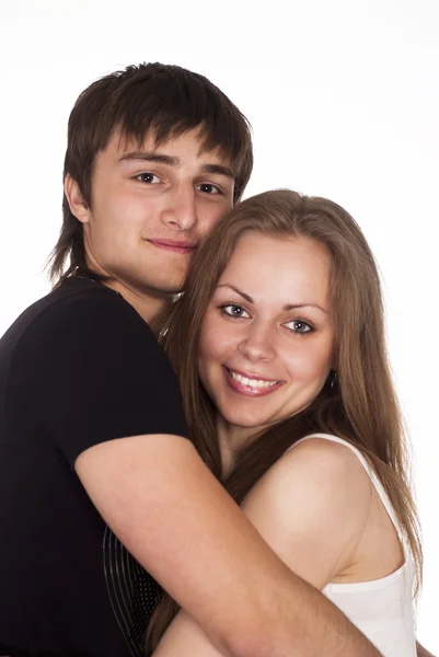 Мальчик и девочка улыбаются — стоковое фото