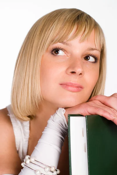 Menina agradável com livro — Fotografia de Stock