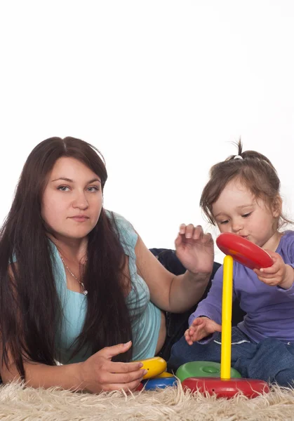 Mom helps her child — Stock Photo, Image